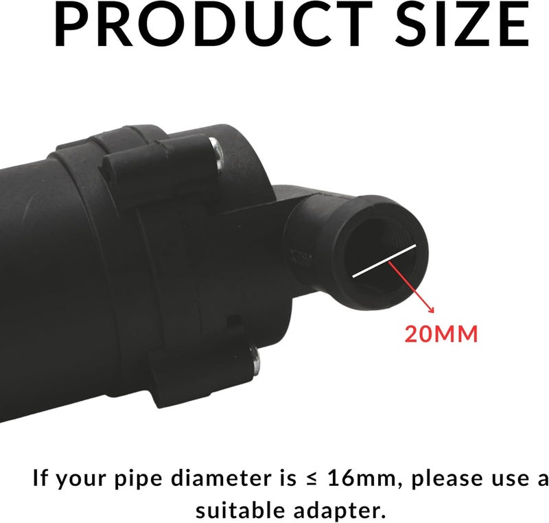 KH866 12V 12W Car Water Pump, Automatic Electric Circulating Coolant Circulation Pump for A/C Heating, Engine Cooling & Winter Heat Assist, Strengthen Accelerate, 400L/H Flow, 20mm Inlet, 3000RPM - Image 2